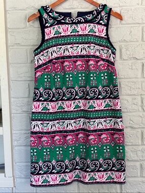 Talbots Sleeveless Vibrant Floral and Geometric Print Shift Dress size 4P
